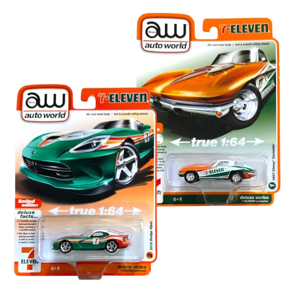 7 Eleven Deluxe - Auto World 1967 Chevy Corvette/2012 Dodge Viper Set -Ltd Ed.